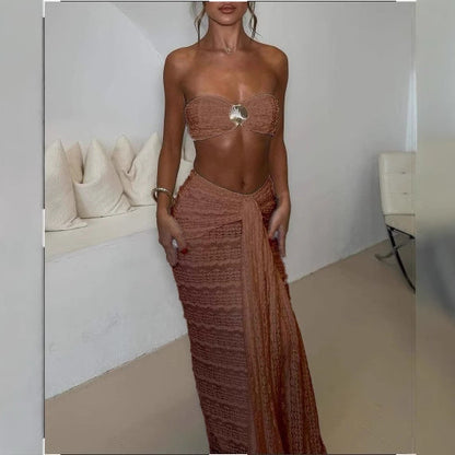 Lace Jacquard Vacation Seaside Casual Swimsuit Suits
