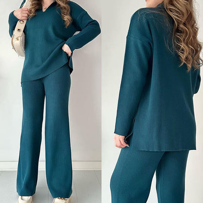 Women's Solid Color Fashion Lapel Loose Casual Suits