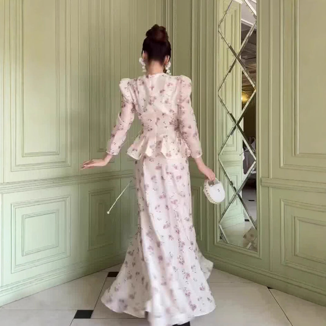 Spring Floral Sweet Elegant Long-sleeved Long Suits