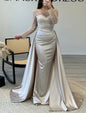 French Satin Rose Gold Fishtail Entry Dresses