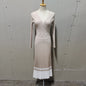 Women's Elegant Long-sleeved Wrapped Chest Mid-length Knitted Pleated Dresses