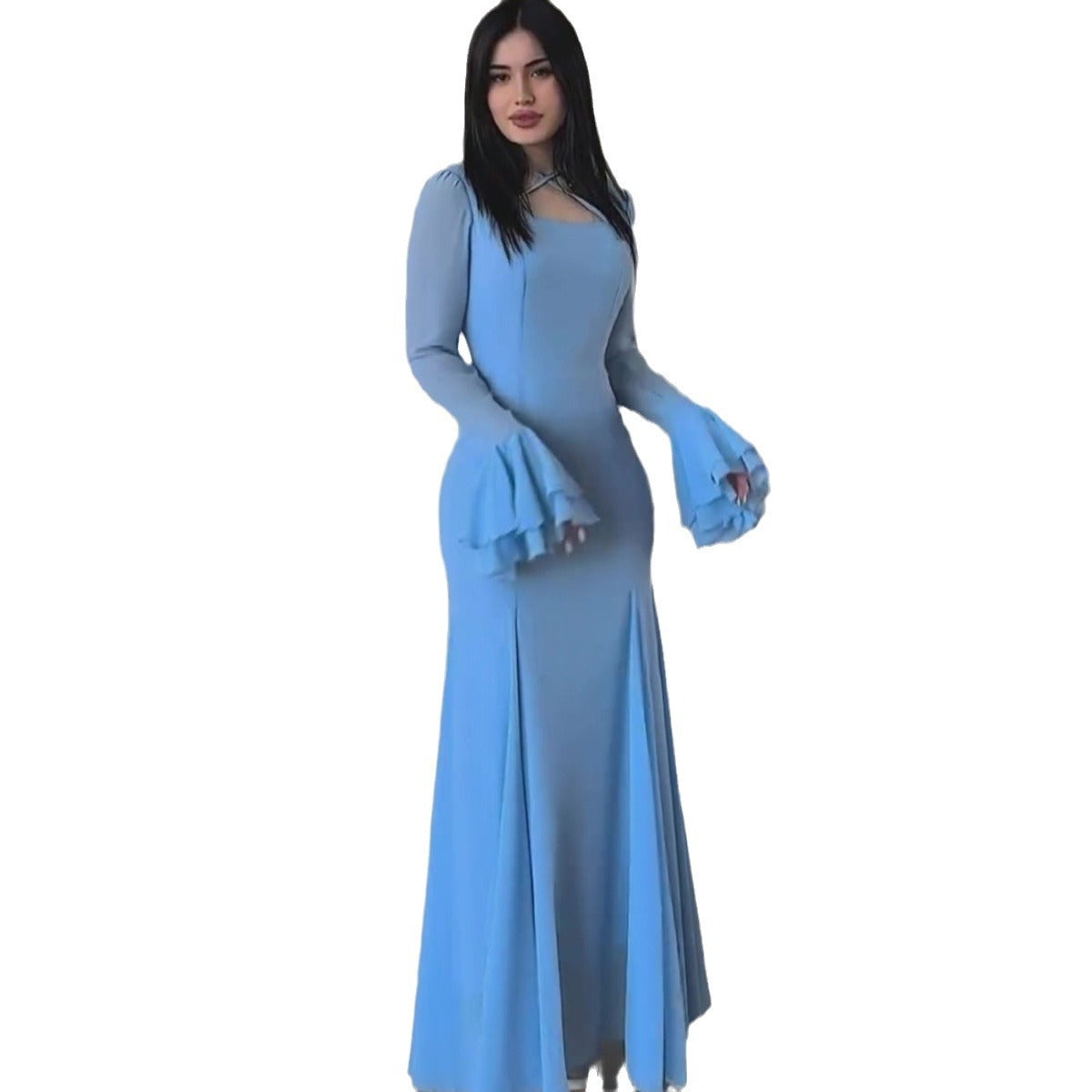 Gentle Chiffon Ruffled Elegant Tied Slim Dresses