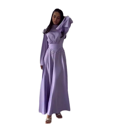 Fashionable Elegant Breathable Western Style Solid Color Dresses