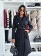 Women's Simple Fashion Solid Color Double-breasted Woolen Coats