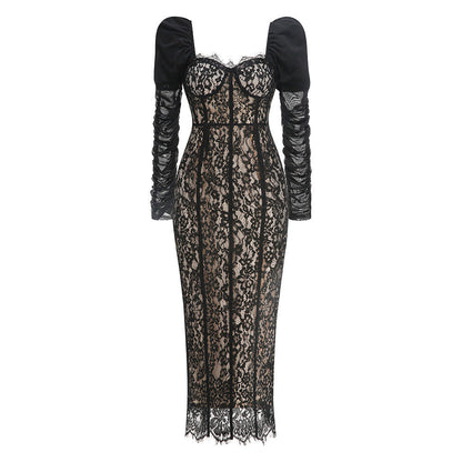Women's Sleeve Dress French Style Puff Square Dresses