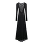 Women's Lace Round Neck Long Sleeve Backless Dresses