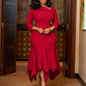 Women's Diagonal Collar Solid Color High Waist Dresses