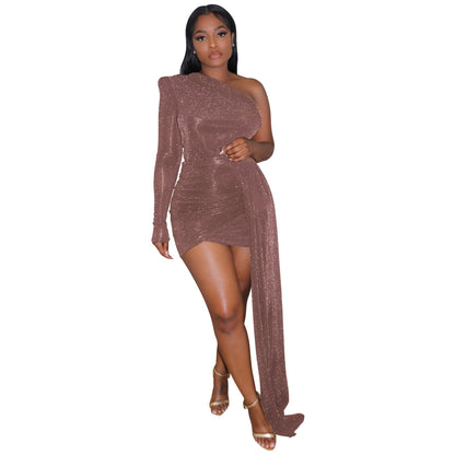Women's Dress Mercerized Glossy Formal Strapless Sexy Dresses