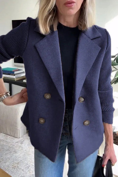Women's Spring Fashion Temperament Wool Stitching Woolen Coats