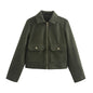 Women's Autumn Fashion Soft Woolen Pocket Zipper Coats
