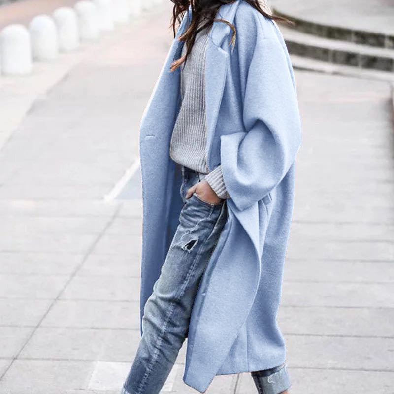 Women's Clothes Casual Long Pure Color Warm Coats