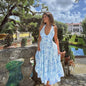 Women's Floral Print Halter A- Line Dress French Dresses