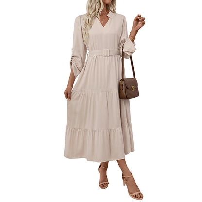 Commute Leisure Simple Elegant Stand Collar Long Dresses