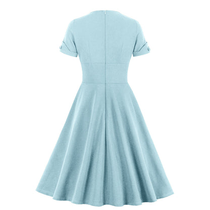 Women's Elegant Mature Waist Slimming Sleeve Retro Big Dresses