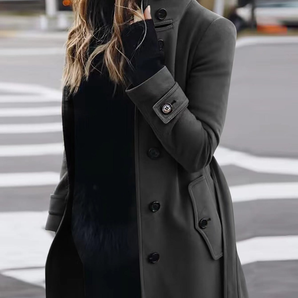 Women's Slim Fit Woolen Overcoat Clothes Coats
