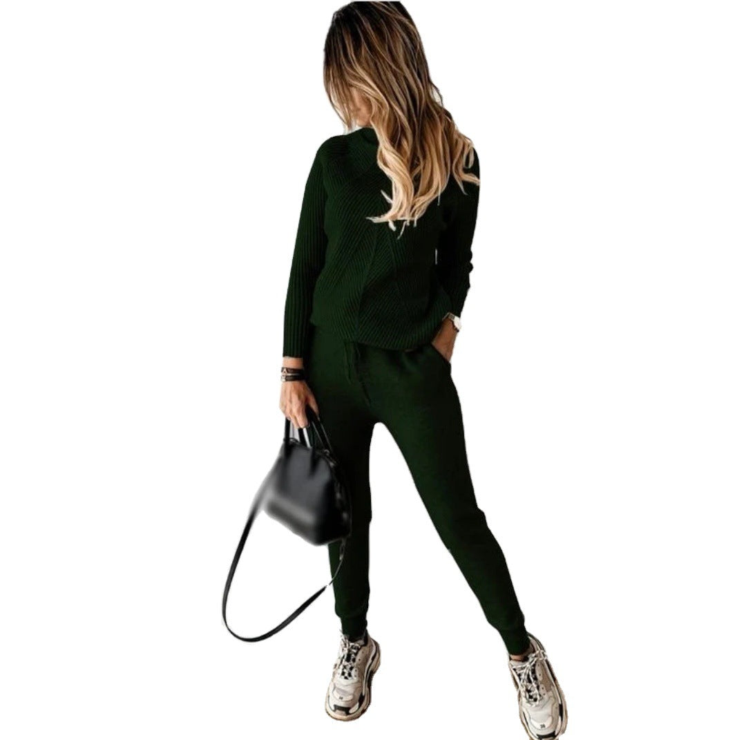 Women's Turtleneck Solid Color Fashion Casual Trousers Sweaters