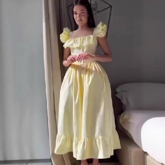 Sleeves Ruffled Dress Fresh Sweet Style Dresses