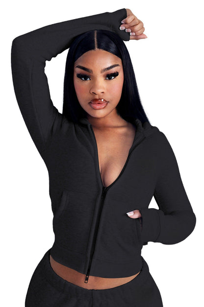 Women's Fashion Elegant Hooded Double Open Two-piece Suits