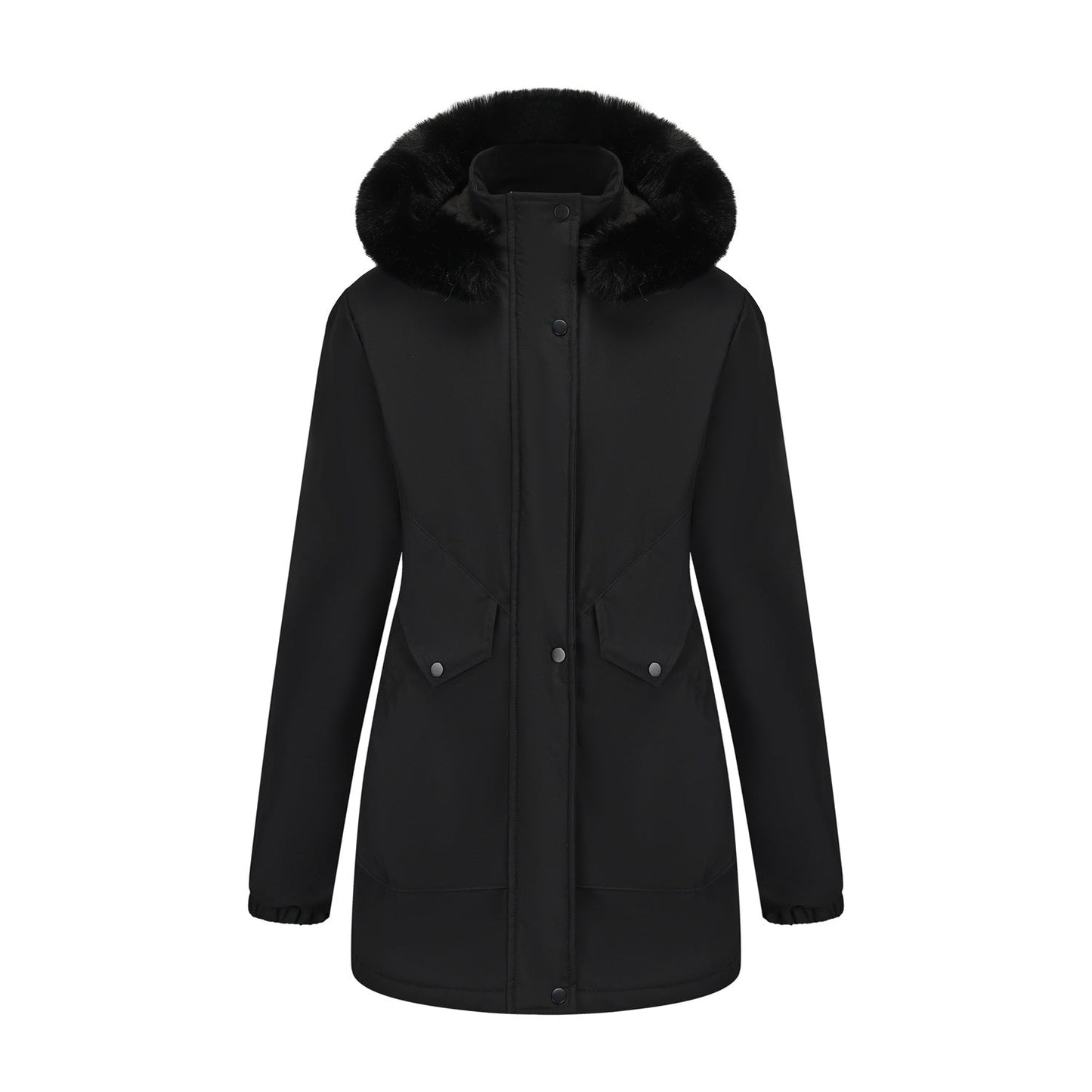 Women's Parka Fleece-lined Korean Style Big Fur Coats
