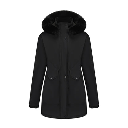 Women's Parka Fleece-lined Korean Style Big Fur Coats