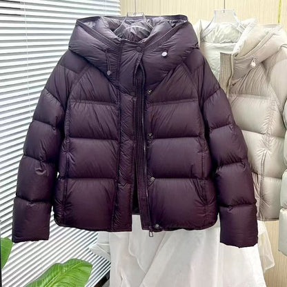 Women's Color Puff Hood Loose Cotton Padded Coats