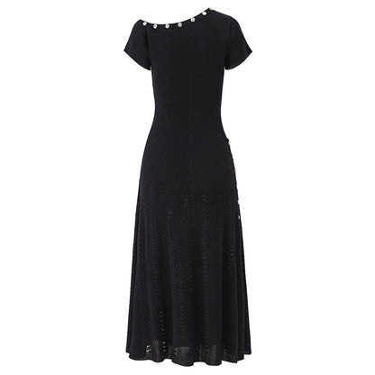 Button Knitted Dignified Sense Of Design Irregular Sleeve Fashion Dresses