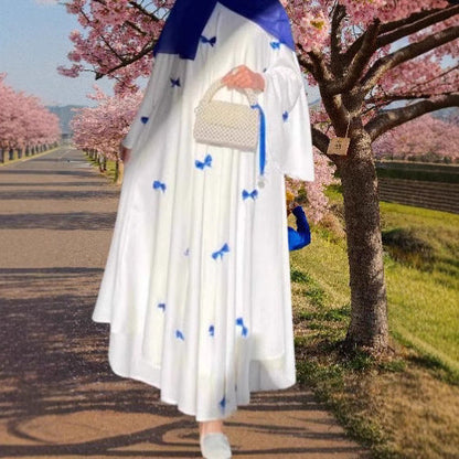 Women's Muslim Wear Bell Sleeve Bow Dress Dresses