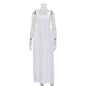 Women's White Suspender Dress Casual Fold Split Dresses