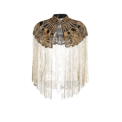 Women's Fashionable Tassel Round Neck Banquet Party Coats