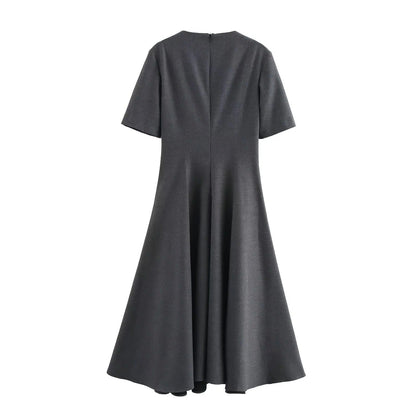 Women's Fashion Wave Wide Swing Sleeve Midi Dresses