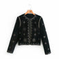 Women's Autumn Printed Black Round Neck Retro Coats