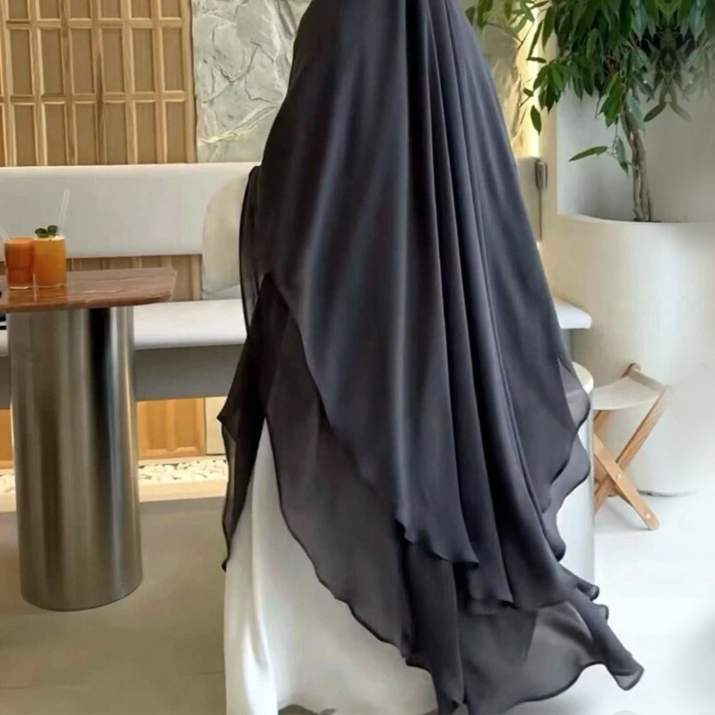 Solid Color Front Rear Chiffon Big Dresses