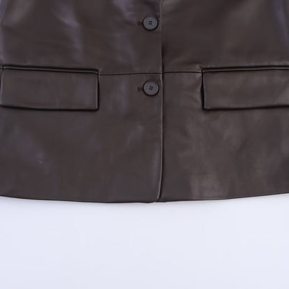 Women's Durable Fashion Casual Leather Effect Coats