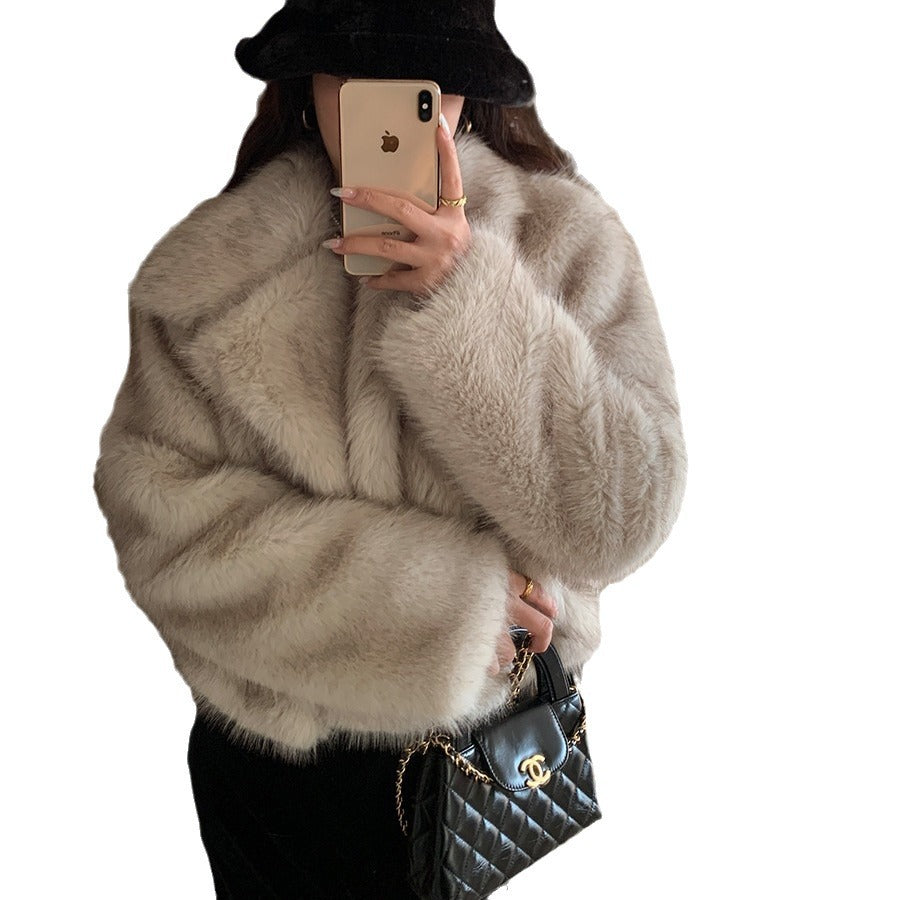Women's Protection Furry Fur Large Lapel Temperament Imitation Coats