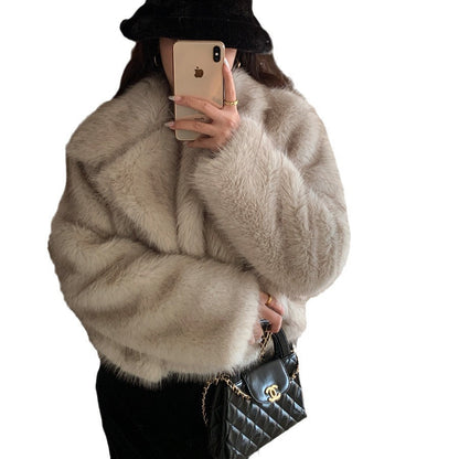 Women's Protection Furry Fur Large Lapel Temperament Imitation Coats