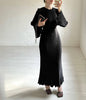 Women's Autumn Dress Elegant Pleated Bell Sleeve Dresses