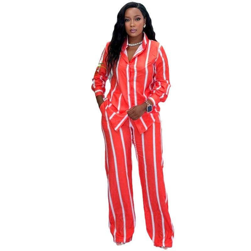 Women's Autumn Fashion Casual Set Shirt Long-sleeved Suits