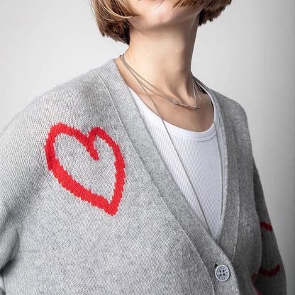 Women's Early Autumn French Niche Red Love Jacquard Sweaters