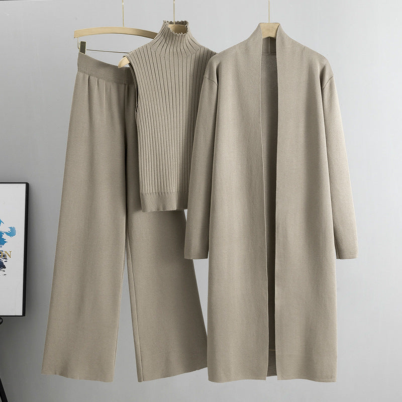 Lazy Temperament Knitting Sleeveless Three-piece Set Suits