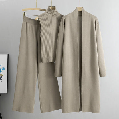 Lazy Temperament Knitting Sleeveless Three-piece Set Suits
