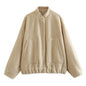 Women's Color Loose Casual Street Stand Collar Hidden Coats