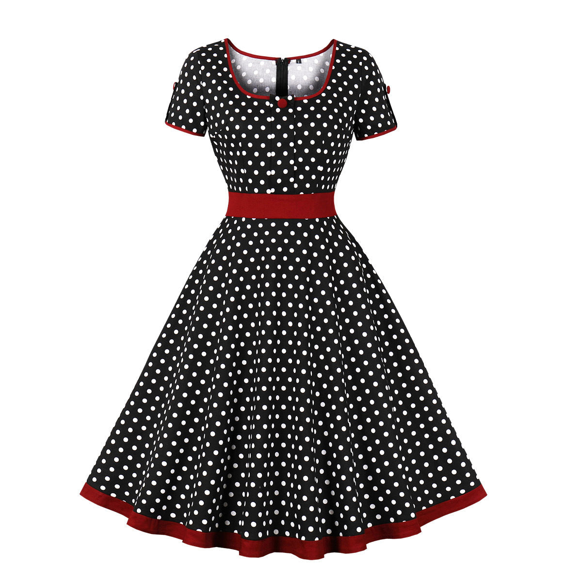 Retro Dots Dress Elegant Big Hem Skirts