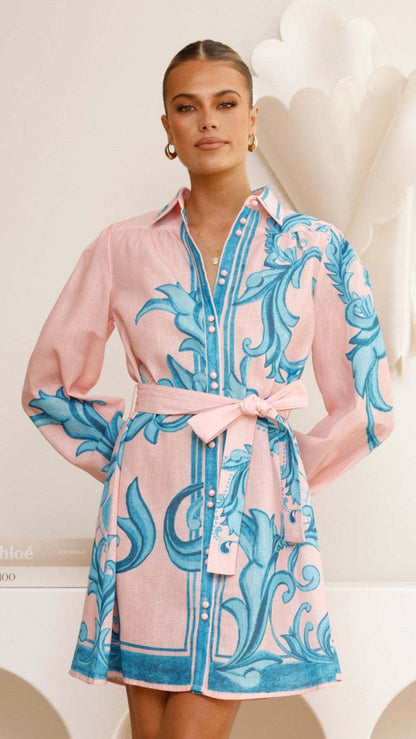 Casual Fashion Puff Sleeve Linen Dress Dresses