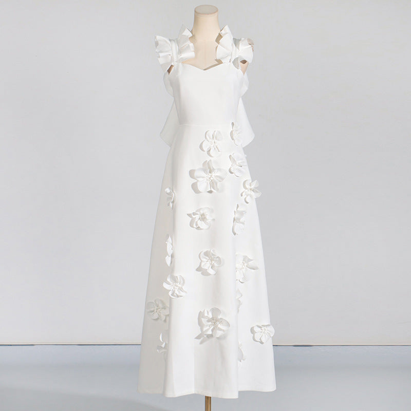 Women's Dress Summer High-grade Stitching Flower Strap Dresses