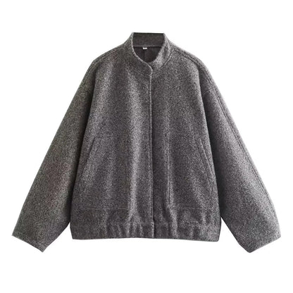 Women's Simple Versatile Stand Collar Zipper Casual Coats