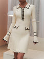 Women's Sleeve Knitted Dress Spring French Sunken Dresses