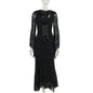 Elegant Sexy Cross Flocking Long-sleeved Dress Dresses
