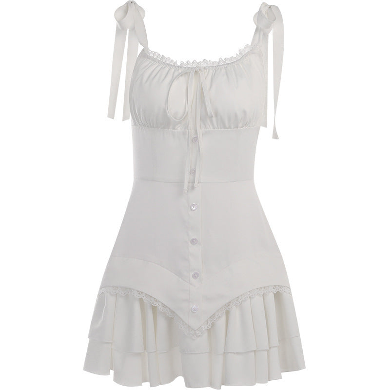 Pleated Waist Trimming Ruffles Dress Female Hot Dresses