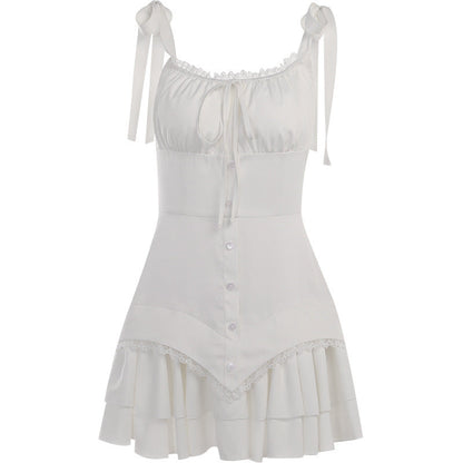 Pleated Waist Trimming Ruffles Dress Female Hot Dresses