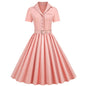 Women's Summer Retro Solid Color Wide Hem Dresses